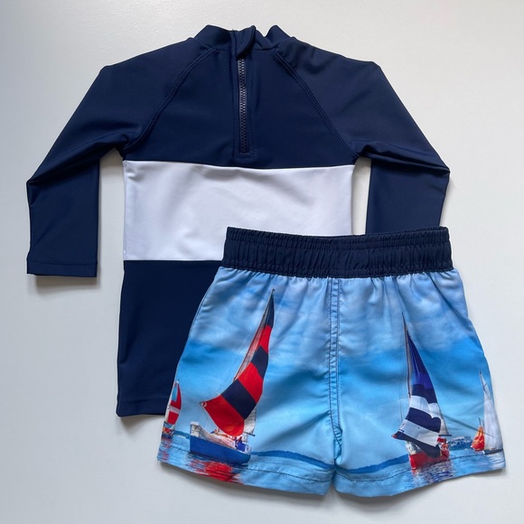 Shade Critters Boys Rash Guard Set - Sailboats - 6-12M - Picture 2 of 11